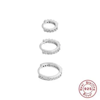 Серьги-пусеты из стерлингового серебра 925 пробы, классические универсальные, с бриллиантами, геометрические, серьги-кольца, серьги 3-в-1, набор серег 925 Silver