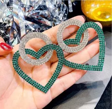 Серьги-пусеты из стерлингового серебра 925 пробы в форме персикового сердца в европейском и американском стиле зелёный