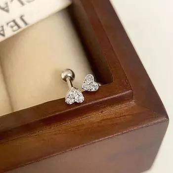 Серьги-пусеты «Любовь с бриллиантами» на винтах, маленькие серьги в форме милого сердечка в универсальном и роскошном стиле