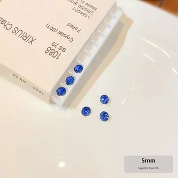 Серьги-пусеты с бриллиантами из медицинской титановой стали Huazi Flash 5 мм 29# sapphire blue S29