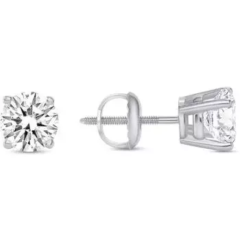 Серьги-пусеты с бриллиантами круглой огранки 1,5 карата из белого золота 18 карат с винтовым замком и корзинкой для женщин для помолвки, подарок 15MM серебряный