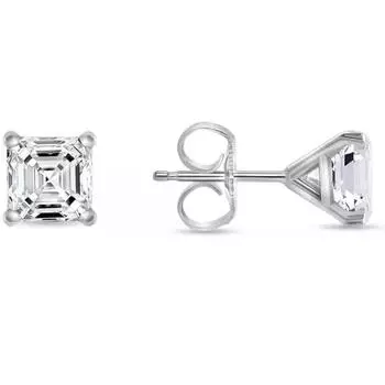 Серьги-пусеты с бриллиантами огранки Ашер 4 карата из белого золота 14 карат, серьги-пусеты «мартини» для лучшего повседневного ношения для женщин 15MM серебряный