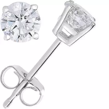 Серьги-пусеты с бриллиантами, выращенными в лаборатории, для женщин из белого золота 14 карат, круглые, закрепленные крапанами, чистота VS1, устойчивые и этичные, сверкающие бриллиантовой огранки 15MM серебряный