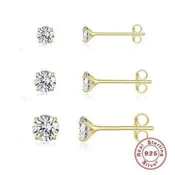 Серьги-пусеты с четырьмя крапанами из стерлингового серебра 925 пробы, маленькие мини-серьги в японском и корейском стиле с инкрустацией бриллиантами. 925 silver