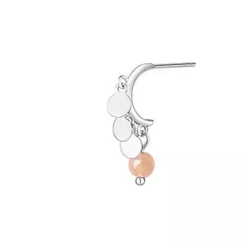 Серьги-пусеты с маленькими дисками из клубничного кристалла, нишевый дизайн, серьги С-образной формы с бахромой, простой трюк, серьги из персикового кварца на удачу, серьги из порошкового кристалла Copper (with ear plugs)