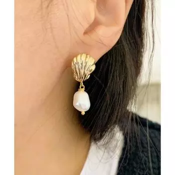 Серьги-пусеты с жемчугом во французском стиле ретро в стиле барокко, легкие роскошные серьги темперамента для женщин 1 Pair золотой