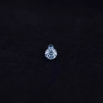 Серьги-пусеты Shinma Zircon Плоские Прохладная Земля Титановый сплав [3mm zircon] light blue one