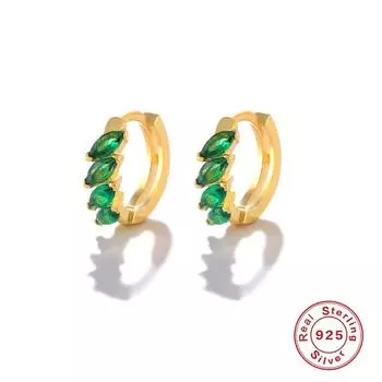 Серьги-пуссеты из стерлингового серебра 925 пробы, цветные, в виде французского багета, с цветными цирконами, полые, трендовые