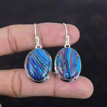 Серьги Rainbow Calsilica, оригинальные драгоценные камни, серьги из стерлингового серебра 925 пробы, серьги ручной работы, подарки для женщин, очень красивые серебряные украшения