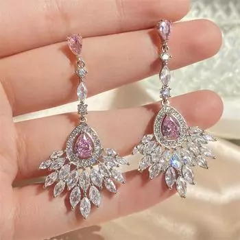 Серьги Rakol Retro Court Water Drop Powder Crystal, серьги Temperament, барочные серьги High-End Light Luxury