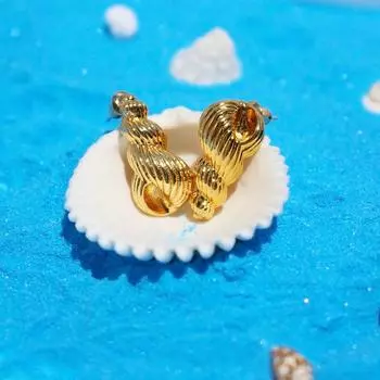 Серьги-ракушки из золота с волнистой спиралью Ocean Series, серьги-каникулы на морском побережье 370