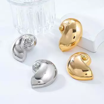 Серьги-ракушки в преувеличенном морском стиле для женщин - блестящий сплав европейского и американского дизайна серебряный