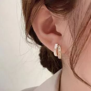 Серьги-ракушки, женские серьги, серьги в корейском стиле, серьги с кристаллами, серьги в форме буквы C