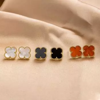 Серьги Red Clover Роскошные серьги премиум-класса с эффектом «чувство» Серьги из титановой стали без потери цвета Женские серьги чёрный