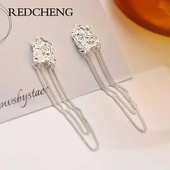 Серьги Redcheng из стерлингового серебра 925 пробы с необычной формой лавы для женщин, очаровательные, роскошные, простые, на годовщину, предотвращающие аллергию, ювелирные подарки