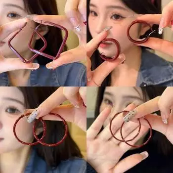 Серьги Retro High-End Осень/Зима 2025 Универсальные Темпераментные Серьги Red wide earrings-3cm красный