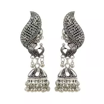Серьги, Ретро Экзотический павлин Преувеличенная индивидуальность Сплав Колокольчики Бахрома Серьги Женщины бронзовый