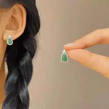 Серьги ретро с зелеными тыквами и цирконами, простые дизайнерские женские серьги, роскошные модные украшения