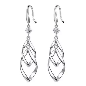 Серьги Reverse Fashion Простые серебряные серьги Женские вращающиеся серьги Love Художественные серьги средней длины