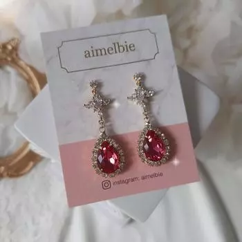 Серьги Romantic Queen с кристаллами Waterdrop - Розовый