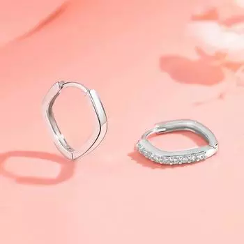 Серьги-ромбы из серебра 925 пробы, универсальные квадратные серьги-пряжки Premium Sense, простые многослойные серьги-кольца 925 Silver