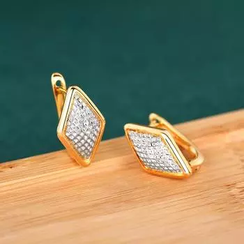 Серьги-ромбы в гонконгском стиле для женщин, двухцветные геометрические серьги-клипсы, французские ретро-украшения с темпераментом