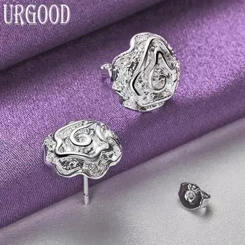 Серьги-розы из стерлингового серебра 925 пробы, свадебные украшения с подвесками 1.10*1.10cm