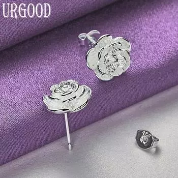 Серьги-розы из стерлингового серебра 925 пробы, свадебные украшения с подвесками 1.00*1.00cm
