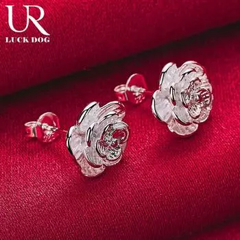 Серьги-розы из стерлингового серебра 925 пробы, модные свадебные украшения 1.00*1.00cm