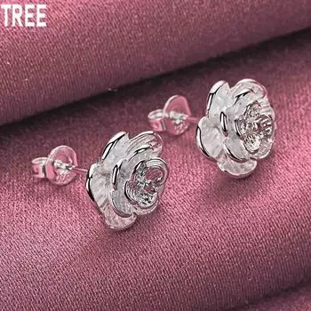 Серьги-розы из стерлингового серебра 925 пробы, модные свадебные украшения 1.00*1.00cm