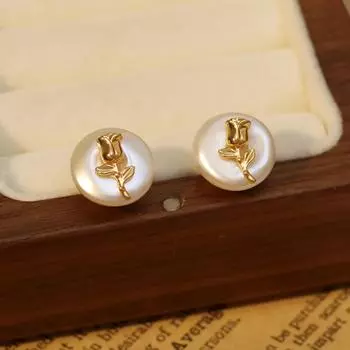 Серьги-розы с пресноводным жемчугом бренда Mihmily, роскошь французского двора.