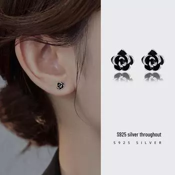 Серьги-розы в стиле ретро из серебра Banyan Tree S925: Простой, модный, универсальный дизайн тайского серебряного цветка Thai Silver серебряный