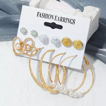 Серьги ручной работы Французский комплект из 12 предметов Серьги с резьбой «Любовь» Роскошные серьги Винтажные роскошные цветы Большие дуговые серьги Подарочный набор серег из нескольких частей золотой