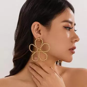 Серьги ручной работы из бисера, жемчуга и кристаллов в виде цветка для женщин белый