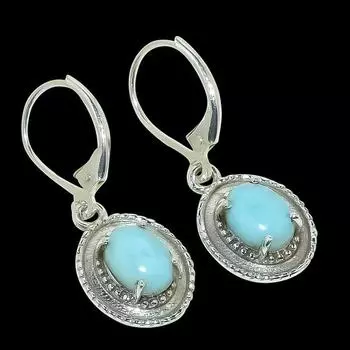 Серьги ручной работы из цельного серебра 925 пробы Natural Republic с драгоценным камнем Ларимар 1,25 дюйма F5H57