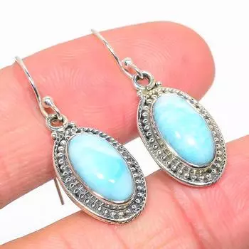 Серьги ручной работы из цельного серебра 925 пробы Natural Republic с драгоценным камнем Ларимар, 1,50 дюйма, a7f80