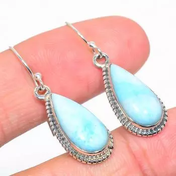 Серьги ручной работы из цельного серебра 925 пробы Natural Republic с драгоценным камнем Ларимар 1,50 дюйма z0L73