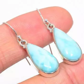 Серьги ручной работы из цельного серебра 925 пробы Natural Republic с драгоценным камнем Ларимар 1,50 дюйма M0j69