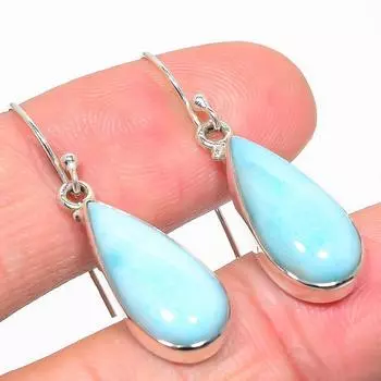 Серьги ручной работы из цельного серебра 925 пробы с драгоценным камнем Natural Republic Ларимар 1,50 дюйма f1q21