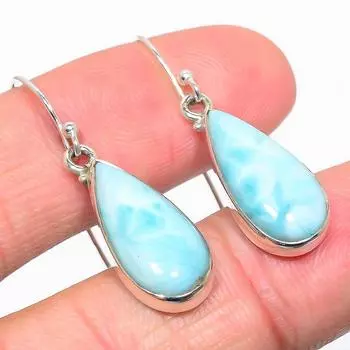 Серьги ручной работы из цельного серебра 925 пробы Natural Republic с драгоценным камнем Ларимар 1,50 дюйма o4T13