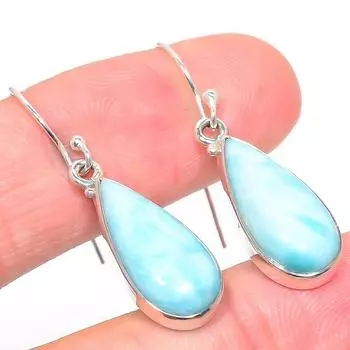 Серьги ручной работы из чистого серебра 925 пробы Natural Republic с драгоценным камнем Ларимар, 1,50 дюйма, k6l83