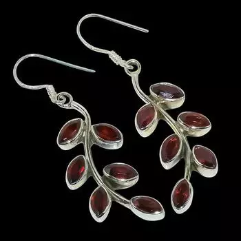 Серьги ручной работы из чистого серебра 925 пробы с натуральным гранатом 1,75 дюйма L9P51