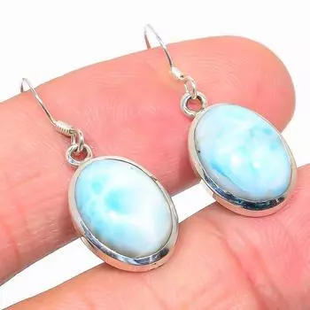 Серьги ручной работы из чистого серебра 925 пробы Natural Republic с драгоценным камнем Ларимар 1,25 дюйма c1L01