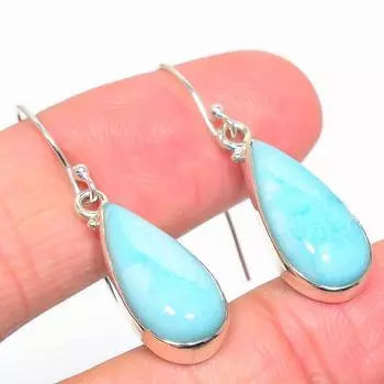 Серьги ручной работы из чистого серебра 925 пробы Natural Republic с драгоценным камнем Ларимар, 1,50 дюйма, c8b34