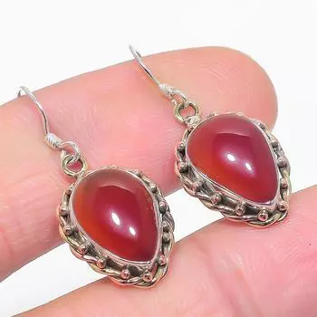 Серьги ручной работы из чистого серебра 925 пробы с натуральным сердоликом 1,25 дюйма H3b01