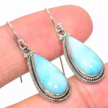 Серьги ручной работы из чистого серебра 925 пробы Natural Republic с драгоценным камнем Ларимар 1,50 дюйма c3T98