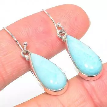 Серьги ручной работы из чистого серебра 925 пробы с драгоценным камнем Natural Republic Ларимар, 1,50 дюйма, W6B76