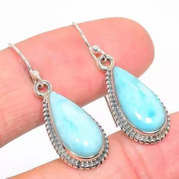 Серьги ручной работы из чистого серебра 925 пробы с драгоценным камнем Natural Republic Ларимар, 1,50 дюйма, V4H27