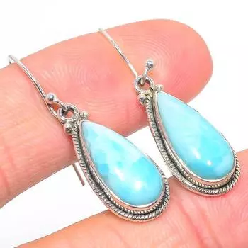 Серьги ручной работы из чистого серебра 925 пробы Natural Republic с драгоценным камнем Ларимар 1,50 дюйма V4I03