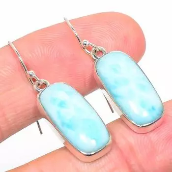 Серьги ручной работы из чистого серебра 925 пробы с драгоценным камнем Natural Republic Ларимар 1,75 дюйма p4E60